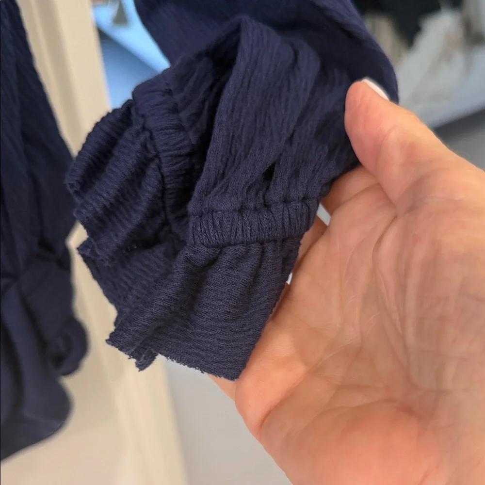 Ella Moss Navy Ruffle Blouse